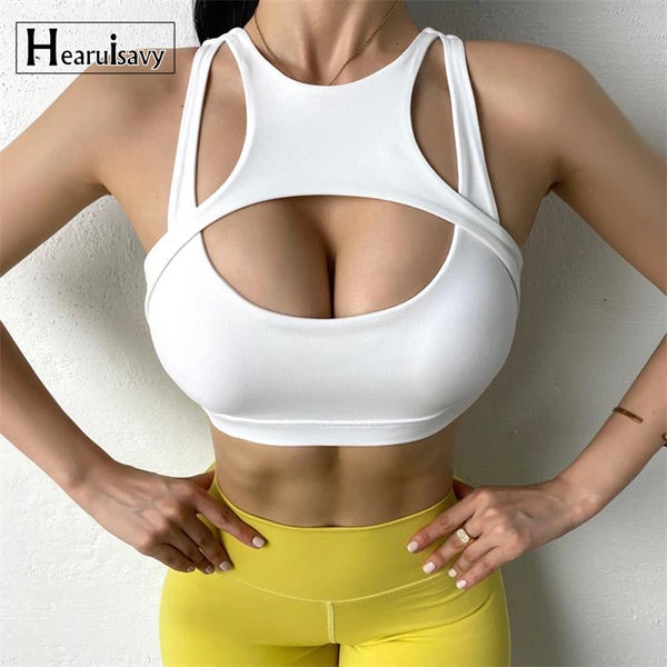 Women's Sports Hollow Out Patchwork Fitness Workout Vest Breathable Sexy Yoga