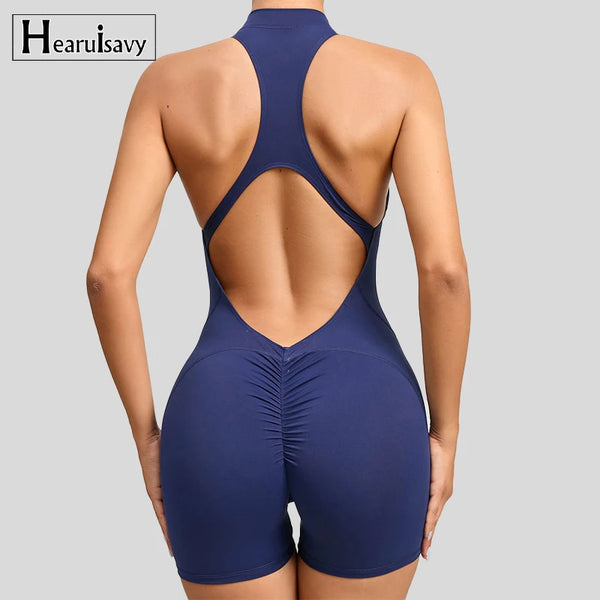 Short Sleeveless Sports Jumpsuit Women's Gym Set Yoga Clothes Workout Jumpsuit