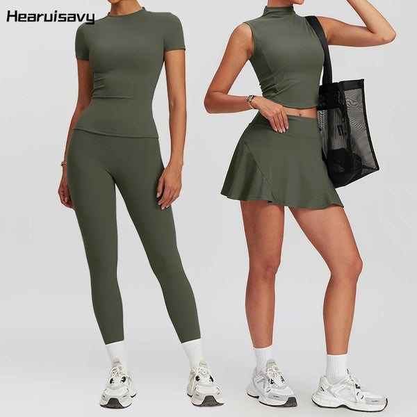 Women's Sports Suit 2 Piece Women's Tracksuit Set Casual Clothes Yoga Skirts Suit